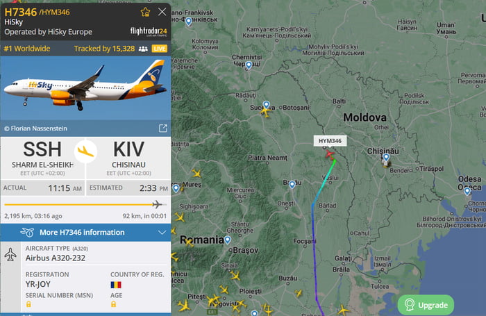 Rep. Moldova Closed Airspace Due To "security Reasons". This Flight ...