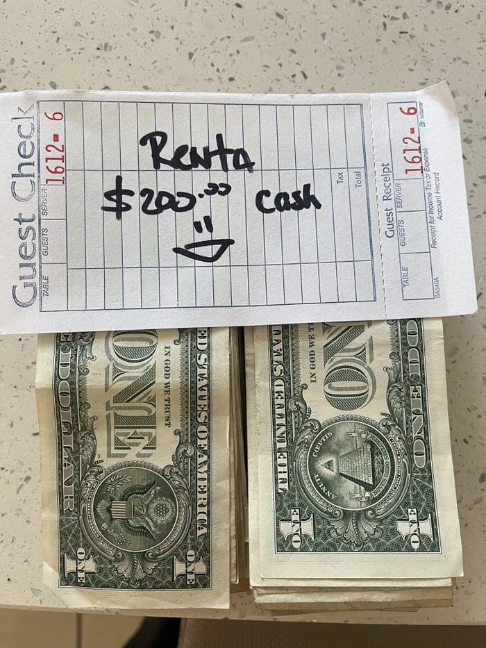 Roommate always pays rent in $1 bills - 9GAG