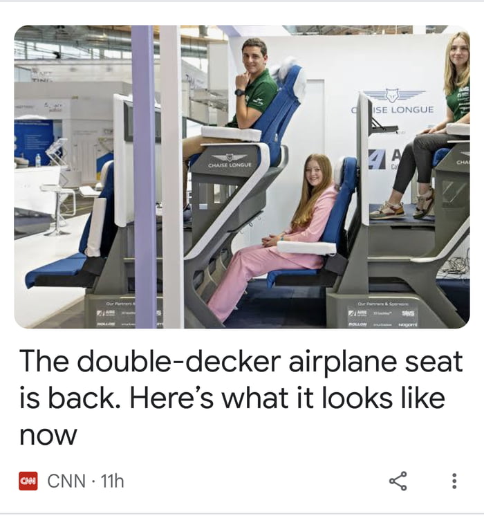 The double-decker airplane seat is back. Here's what it looks like