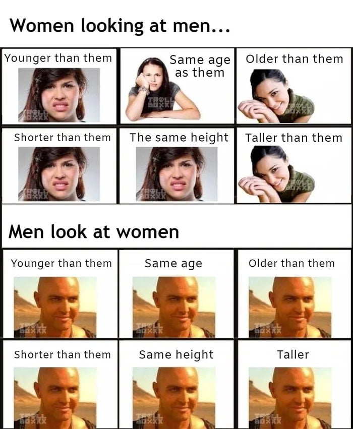I mostly catch females looking at me like the 1st picture - 9GAG
