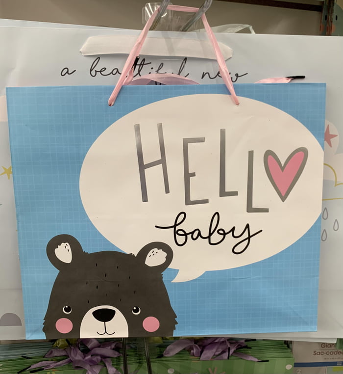 This Dollar Tree gift bag looks like it says Hell Baby 9GAG