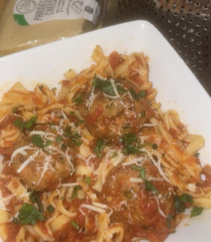 Pasta With Meatballs Tossed In Red Sauce All Homemade Gag