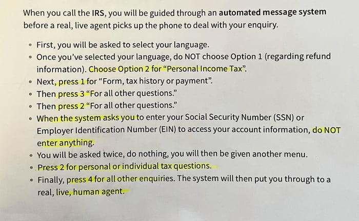 is it possible to talk to a human at the irs