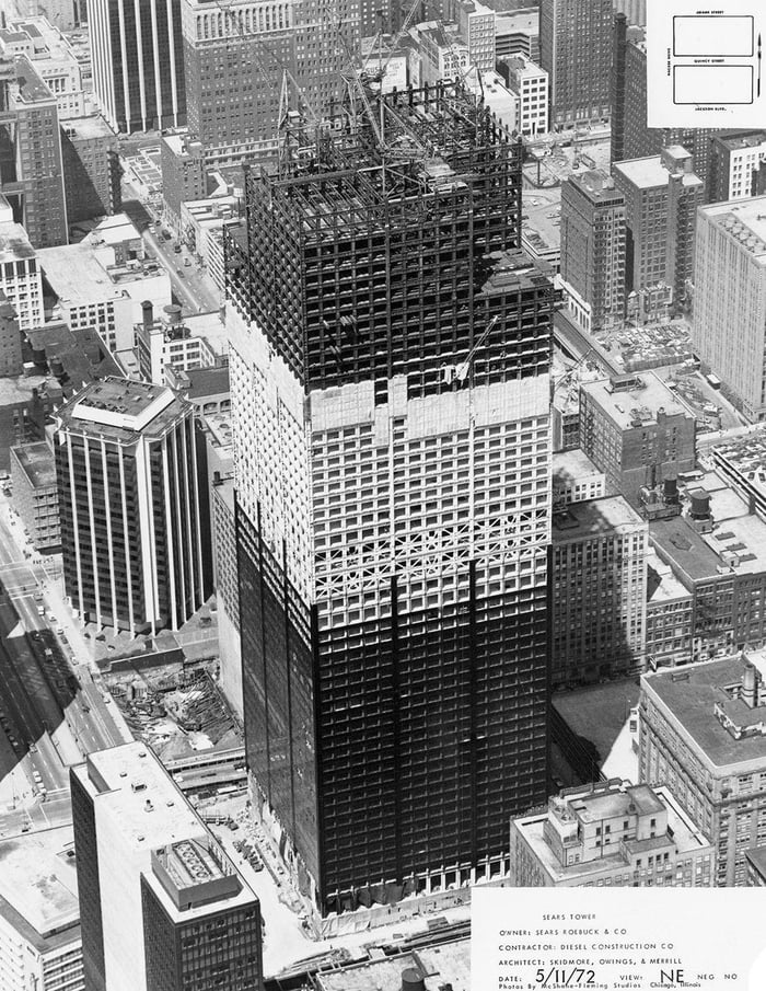 A photo of the Sears Tower in Chicago, Illinois while it was still
