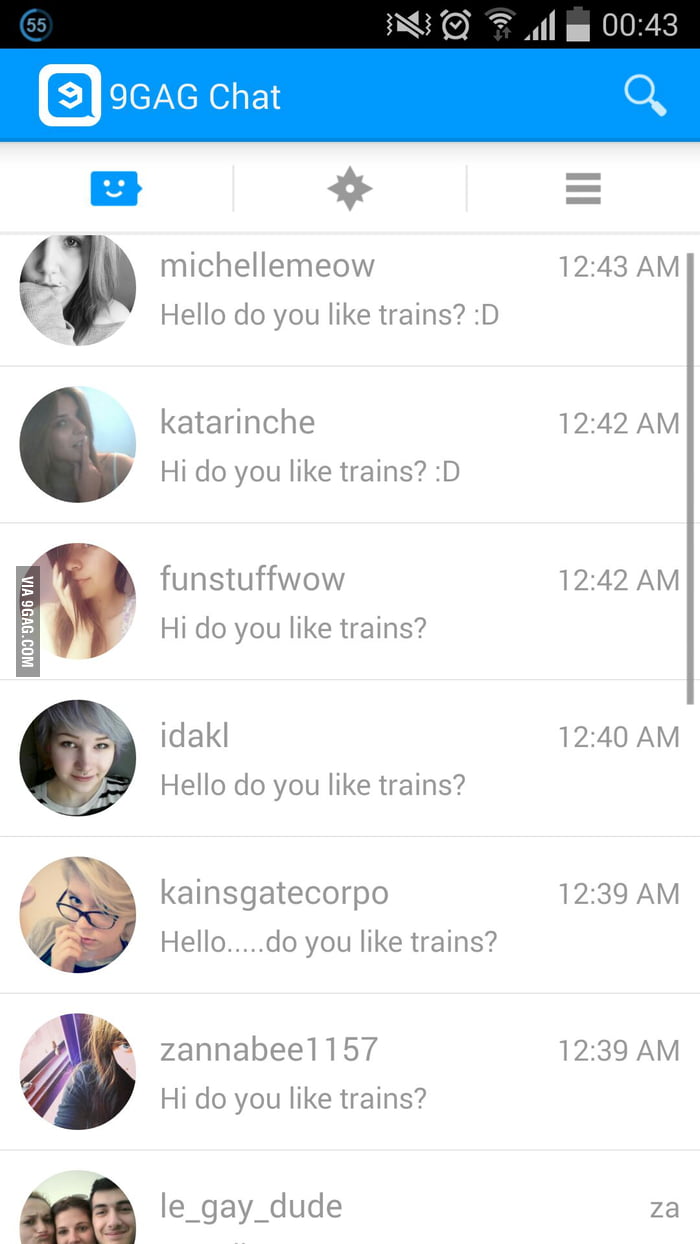 This is how you start conversations in 9gag chat xD - 9GAG