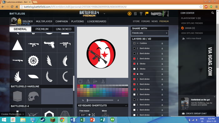 My first time making an emblem decided country ball in bf4. hard