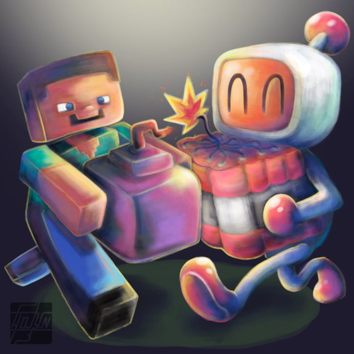 Minecraft Steve X Bomberman Piece 9gag 