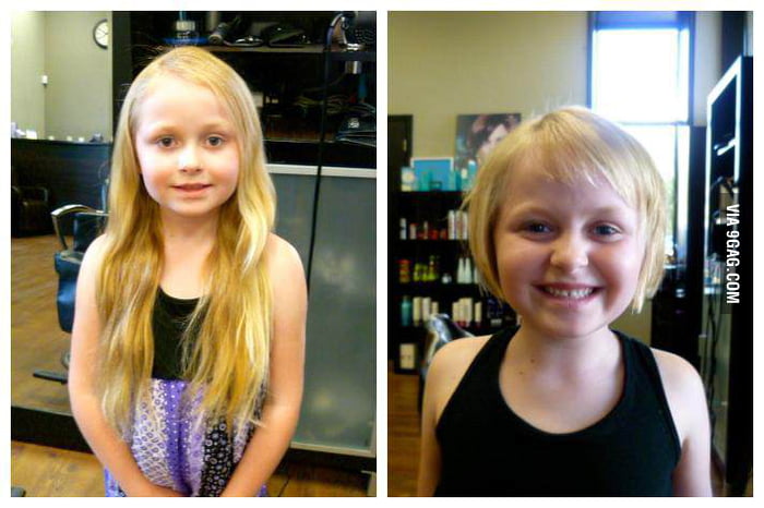 My 6-year-old daughter cut off over 13 inches of her hair to donate! - 9GAG