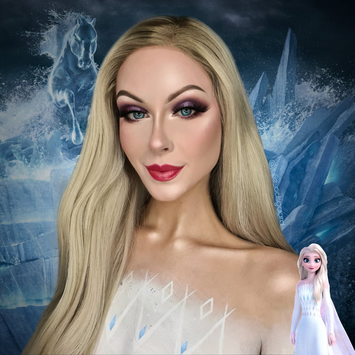 Elsa makeup and body paint transformation by julie_odsgaard - 9GAG
