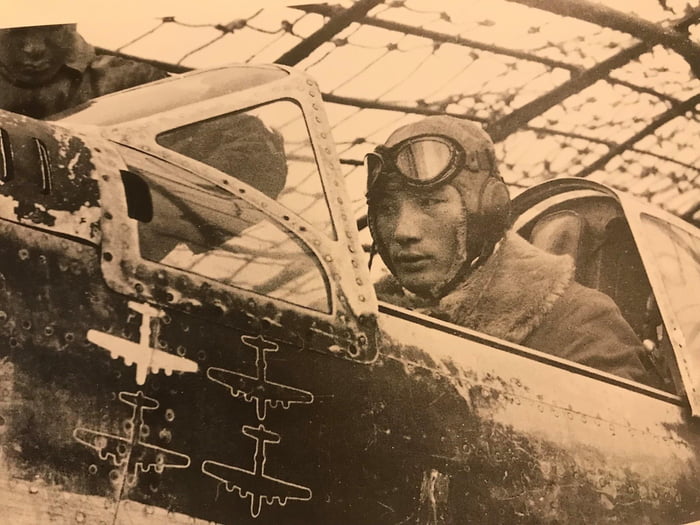 Japanese ace pilot, Captain Teruhiko Kobayashi in his Kawasaki Ki-61-I ...