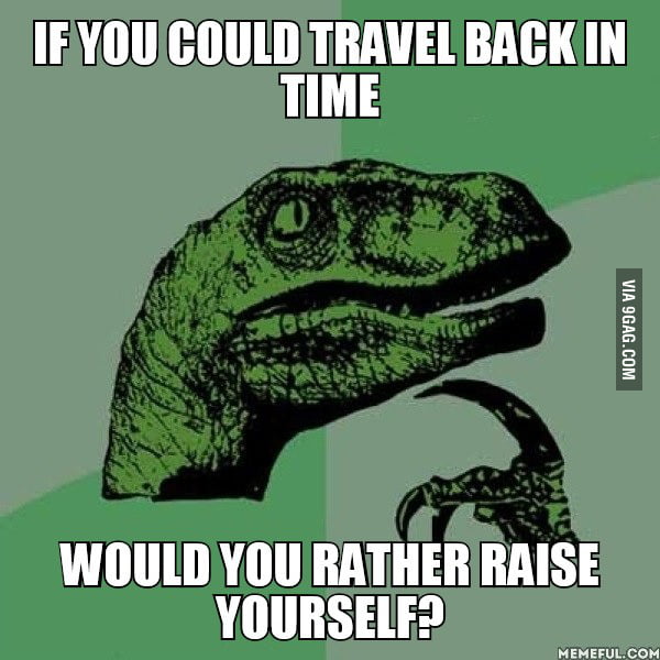 If you could travel back in time. Would you rather raise yourself? 9GAG