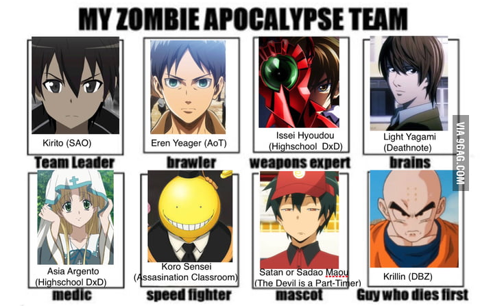 Choose 4 anime characters to help you fight in a zombie apocalypse Who  would you choose and why  Quora