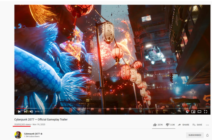 Cyberpunk 2077 Official Gameplay Trailer Hits 20 Million Views On   An4P9mz 700b 