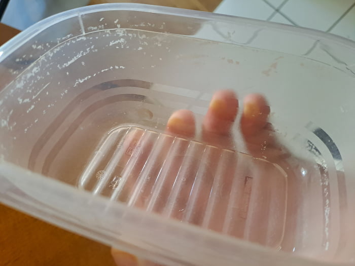 Anyone knows what the white residue is? After taking tupperware from