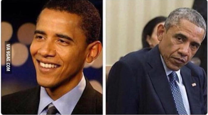 What almost 8 years of being a president looks like - 9GAG