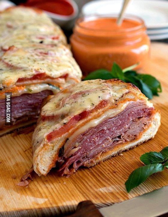 Loaded Italian Sub with Roasted Red Pepper Aioli - 9GAG