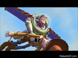 Woody- "Uh buzz we missed the truck!" Buzz- "We are not aiming for ...