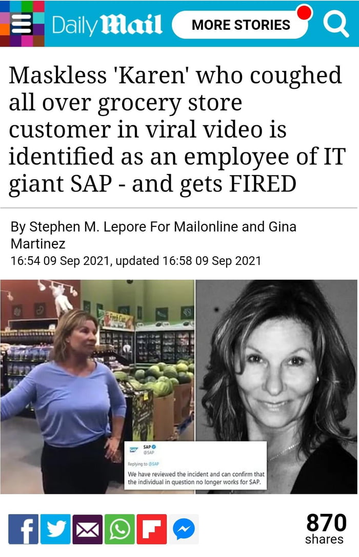 Coughing Karen Gets Fired 9GAG