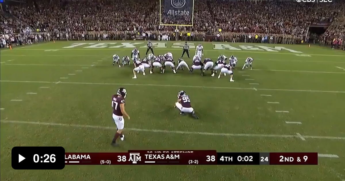 Texas A&M kicker Seth Small drills the field goal with no time left to