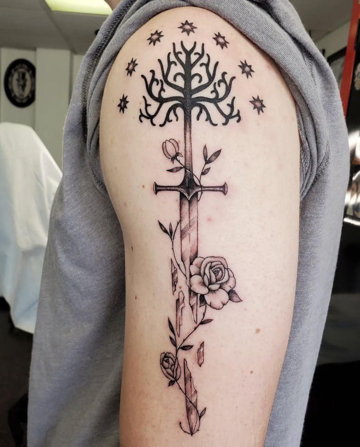 Koit Tattoo  By KOit Berlin White Tree of Gondor black