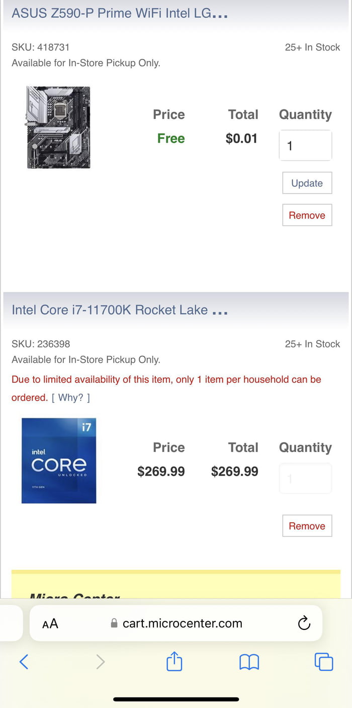 Micro Center Deal! 11700k + Z590 mobo 9GAG