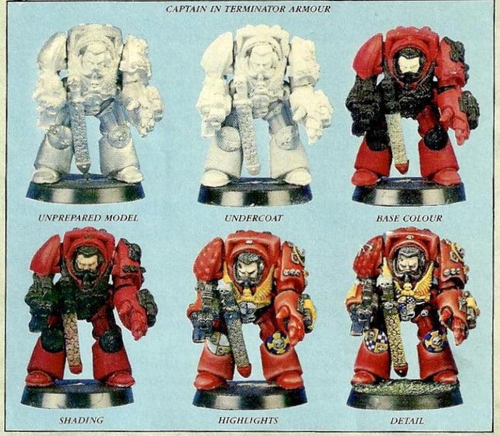 Who here remembers the Blood angel terminator captain painting guide? Did  anyone try it? - 9GAG