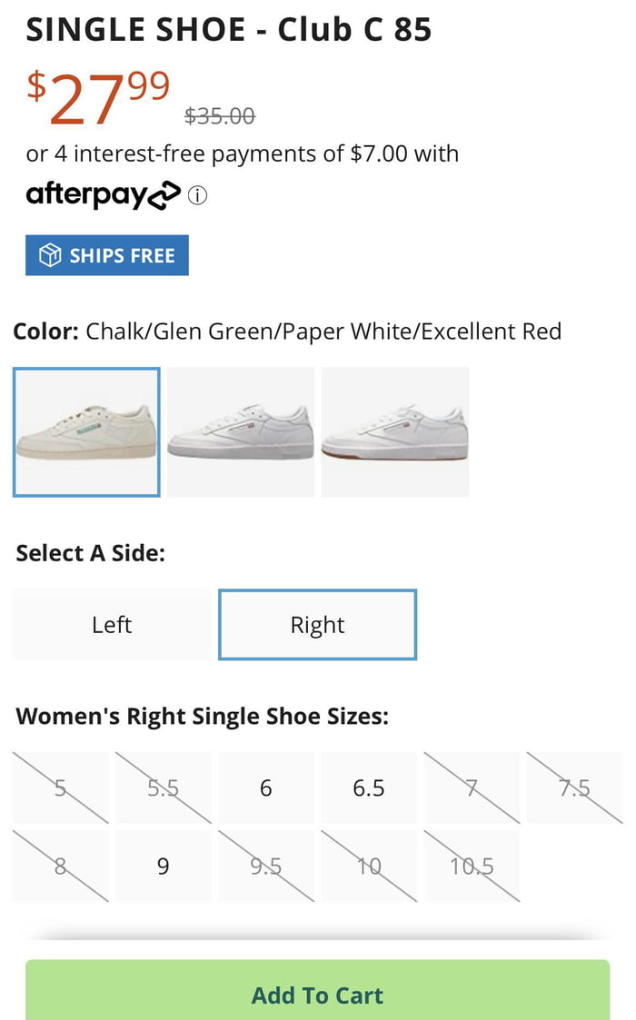 Zappos is selling single right shoes… they don’t have matching left