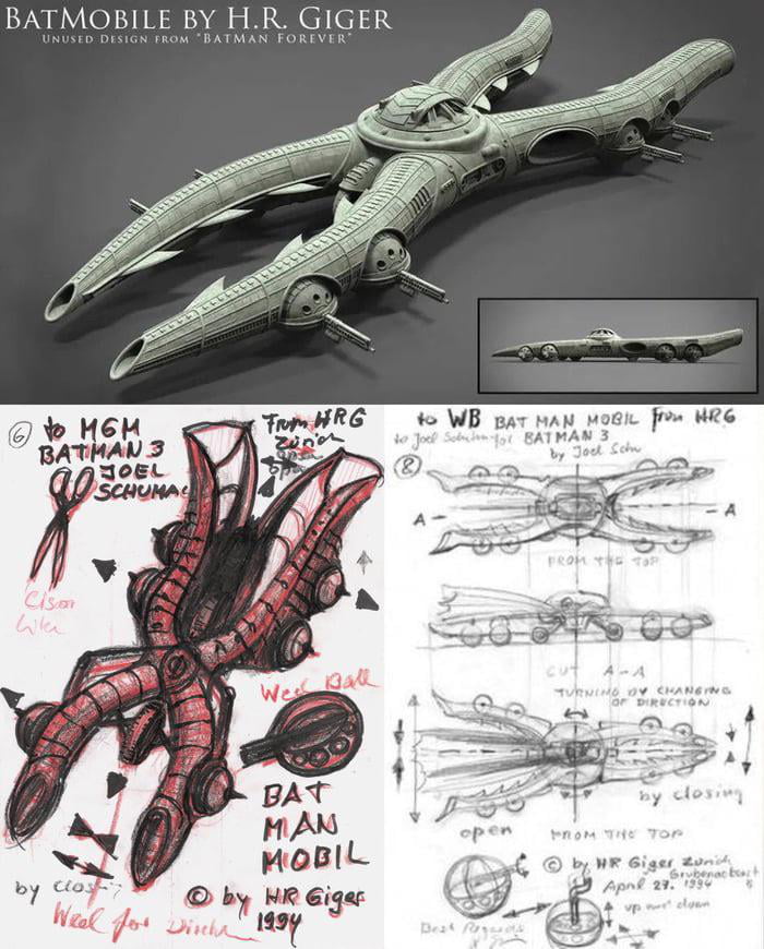 H.R. Giger concept design for the Batman Forever Batmobile (1994) - 9GAG