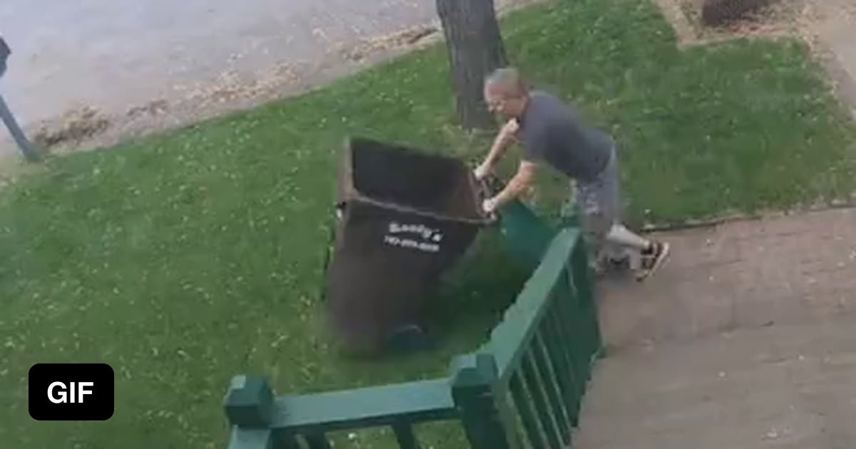 Треш анимация. Прыгнул в мусорный бак.