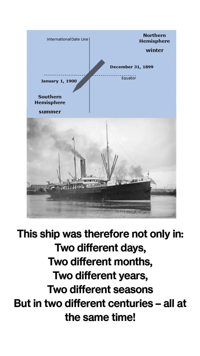 SS Warrimoo doing some next level thing, crossing international date