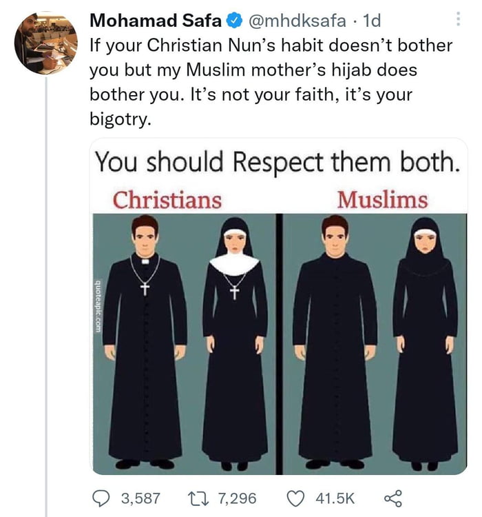 If only there was a difference between a nun and muslim women 9gag