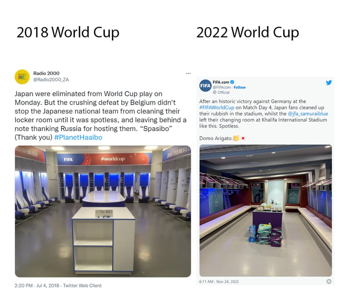 Japan's World Cup locker scene: then and now - 9GAG