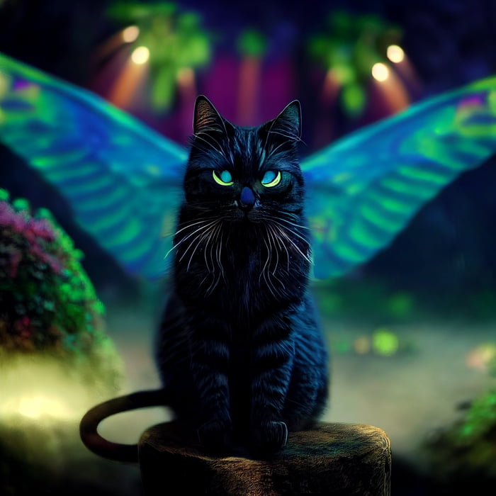 AI Creation Winged Cat In A Mythical Forest 9GAG   AnzeWB0 700b 