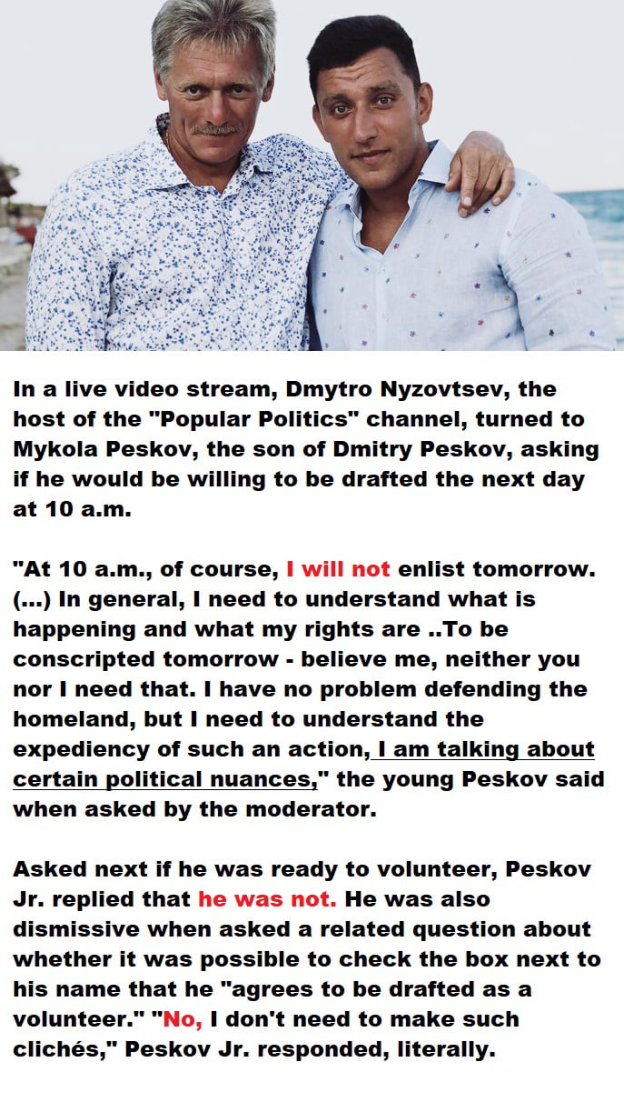 The son of the press spokesman of the President of the Russian ...