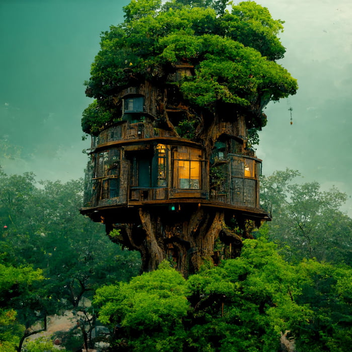 Treehouse made with midjourney This shit is addictive and you have no ...