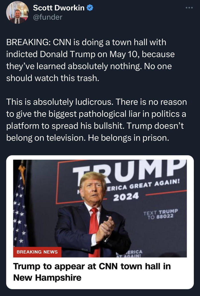 Trump doesn’t belong on television. He belongs in prison. - 9GAG