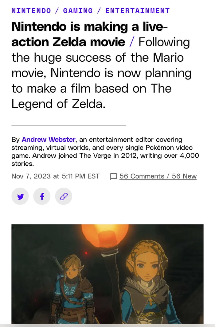 Nintendo is making a live-action Zelda movie - The Verge