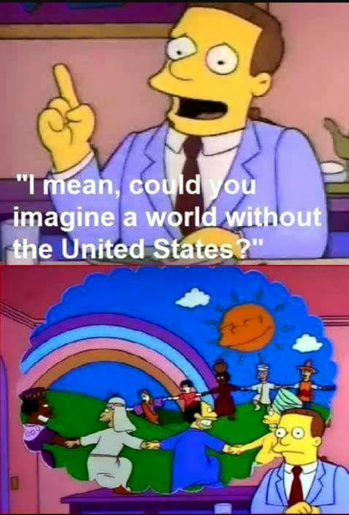 Michael could not imagine. Симпсоны США. Симпсоны мир без Америки. Симпсоны Мем. Симпсоны вы можете себе представить мир без.
