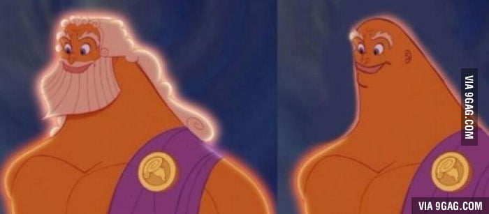 Zeus from disney's hercules without a beard and hair - 9GAG