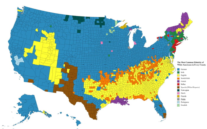 The Most Common Ethnicity of White Americans in Every County - 9GAG