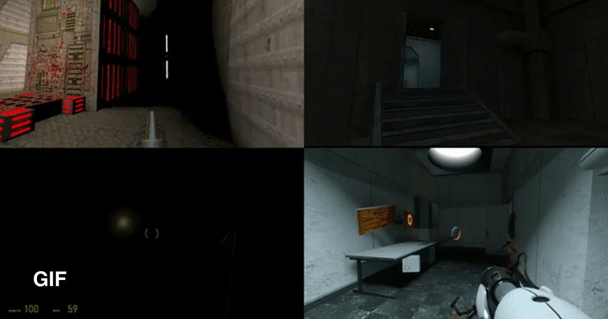 Light flickering pattern is using the same code from Quake to Portal 9GAG