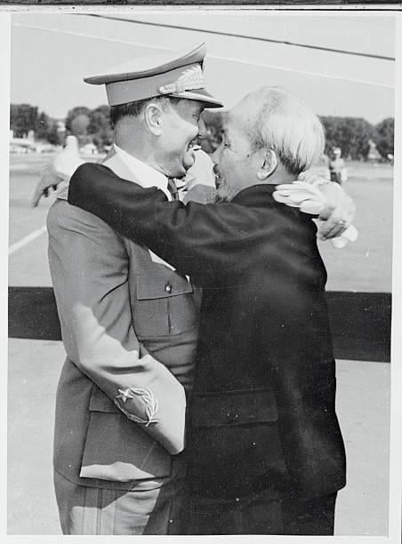 The Leader Of North Vietnam Ho Chi Minh Hugging Yugoslavia S Marshal