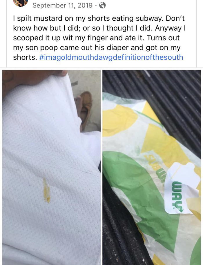 Man unknowingly eats his sons literal poop thinking it’s mustard, and ...