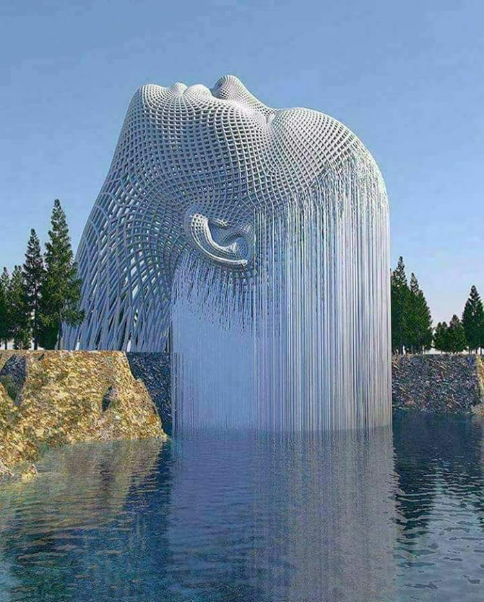 Human made waterfall in Assam, India... Architecture at its best. 9GAG