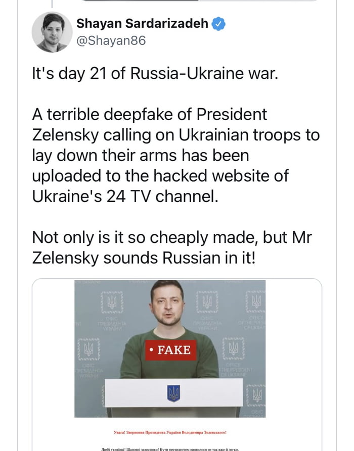 Russians create a fake video with AI where Zelensky invites Ukraine ...