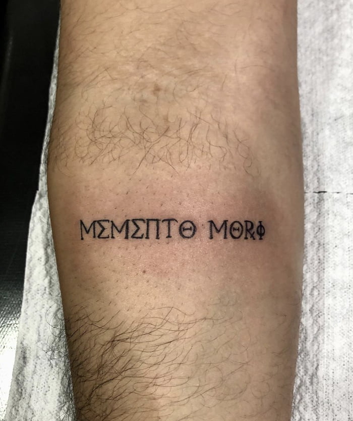 Crappy Use Of Greek Characters Latin Phrase Memento Mori remember