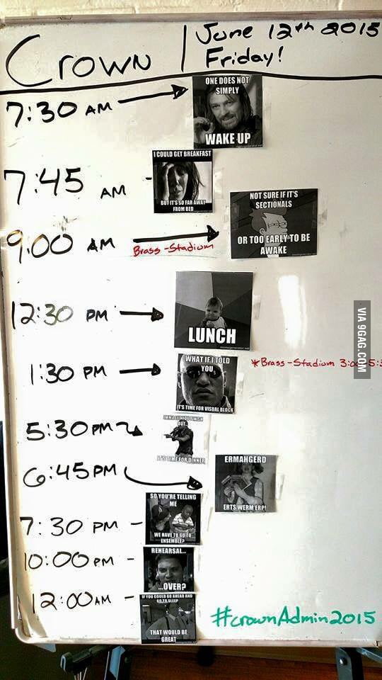 Carolina Crown Drum Corps daily schedule 9GAG