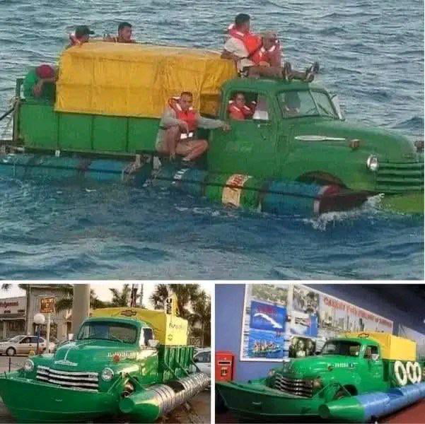 Cuban migrants turned a 1951 Chevy truck into a sea raft using oil ...