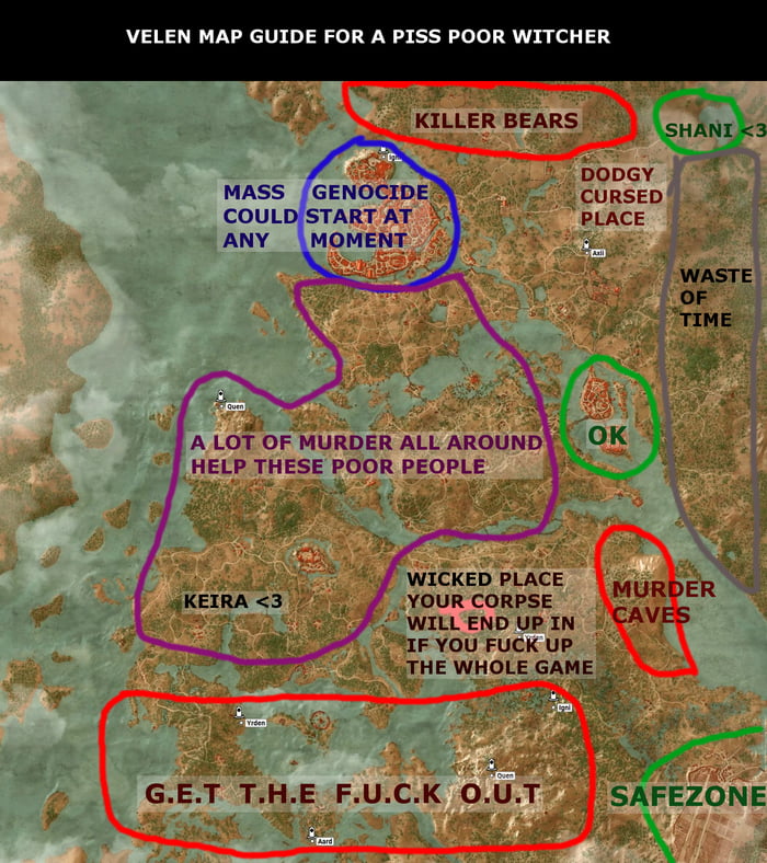 Witcher 3 Map Level Zones Velen - Probably Worse Than Mexico - 9Gag