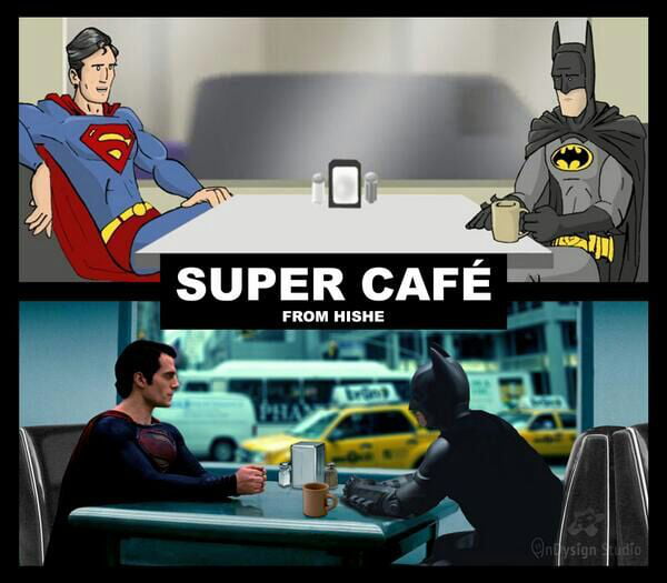 If they make another Batman and Superman movie or at least another Lego  Batman they need a cafe scene with Batman and Superman - 9GAG